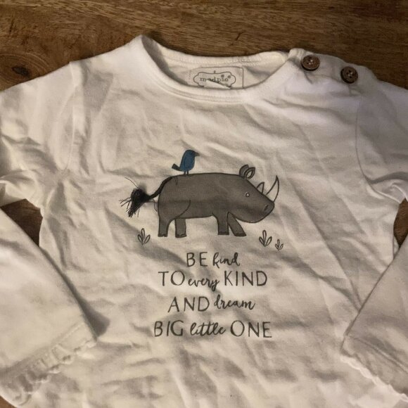 Mudpie Baby Girl 3-6 Months Shirt Long Sleeve Be Kind To Every Kind Elephant Top - Picture 3 of 5